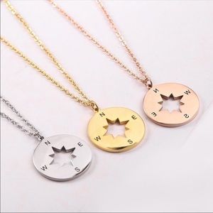 Compass wanderlust‎ 18k vacuum plated necklace